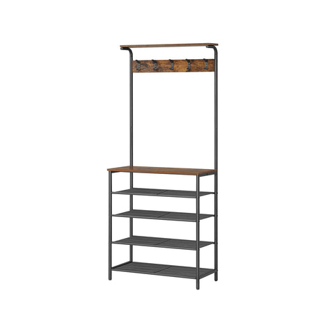 Rootz Coat Stand with 5 Shelves - Garment Rack - Clothes Organizer - Space-Saving Design - 31.5cm x 68cm x 183.5cm