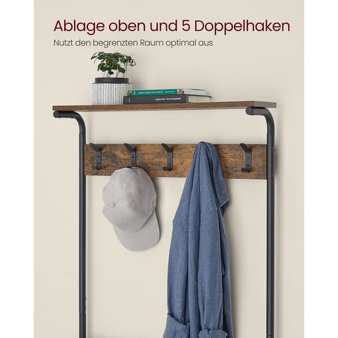 Rootz Coat Stand with 5 Shelves - Garment Rack - Clothes Organizer - Space-Saving Design - 31.5cm x 68cm x 183.5cm