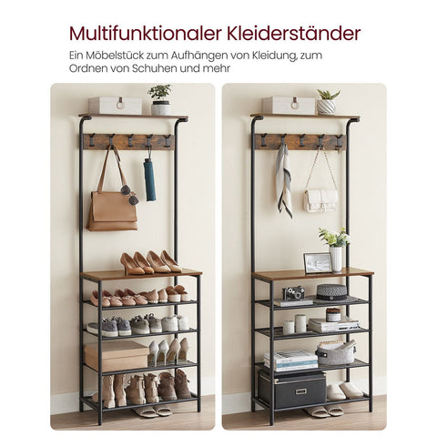 Rootz Coat Stand with 5 Shelves - Garment Rack - Clothes Organizer - Space-Saving Design - 31.5cm x 68cm x 183.5cm