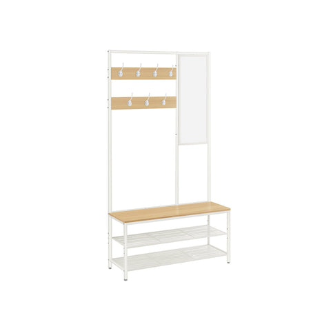 Rootz Oak White Wardrobe - Closet Organizer - Storage Cabinet - Chipboard and Steel - 35cm x 98cm x 180cm - Heavy-Duty - Easy Assembly - Spacious Storage