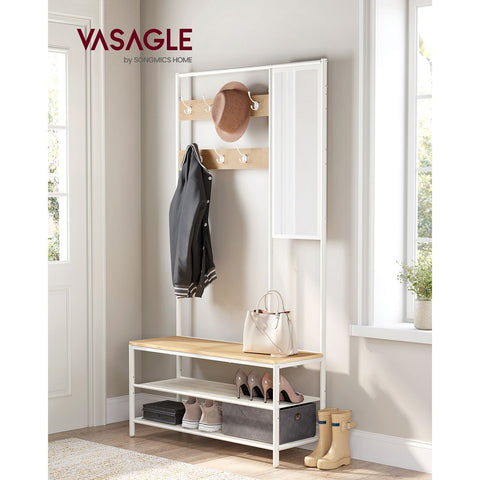 Rootz Oak White Wardrobe - Closet Organizer - Storage Cabinet - Chipboard and Steel - 35cm x 98cm x 180cm - Heavy-Duty - Easy Assembly - Spacious Storage