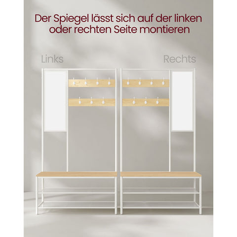 Rootz Oak White Wardrobe - Closet Organizer - Storage Cabinet - Chipboard and Steel - 35cm x 98cm x 180cm - Heavy-Duty - Easy Assembly - Spacious Storage