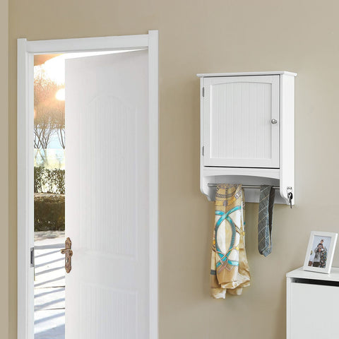 Rootz White Swivel Door Hanging Cabinet - Country House Style Storage - Adjustable Shelf - Chrome-Plated Handle - MDF Boards - 48cm x 65cm x 16cm