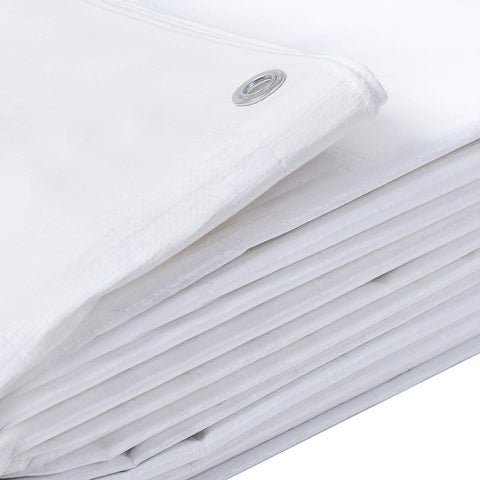 Rootz Ultimate Protective Tarpaulin - Waterproof Cover - Tear-Resistant Tarp - Durable, Weatherproof, Easy to Secure - 8m x 12m - White