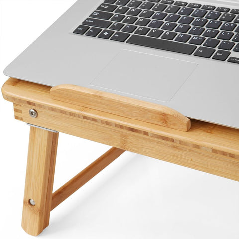 Rootz Laptop Table - Height Adjustable Laptop Table - Robust And Stable - Versatile - Folding Laptop Table - Mobile Laptop Workstation - Lightweight - Modern Design - Bamboo - Natural - 55 x 5.3 x 35 cm (W x H x D)