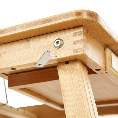 Rootz Laptop Table - Height Adjustable Laptop Table - Robust And Stable - Versatile - Folding Laptop Table - Mobile Laptop Workstation - Lightweight - Modern Design - Bamboo - Natural - 55 x 5.3 x 35 cm (W x H x D)
