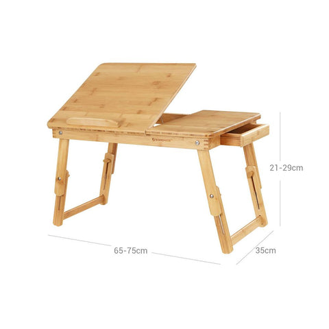 Rootz Laptop Table - Height Adjustable Laptop Table - Robust And Stable - Versatile - Folding Laptop Table - Mobile Laptop Workstation - Lightweight - Modern Design - Bamboo - Natural - 55 x 5.3 x 35 cm (W x H x D)