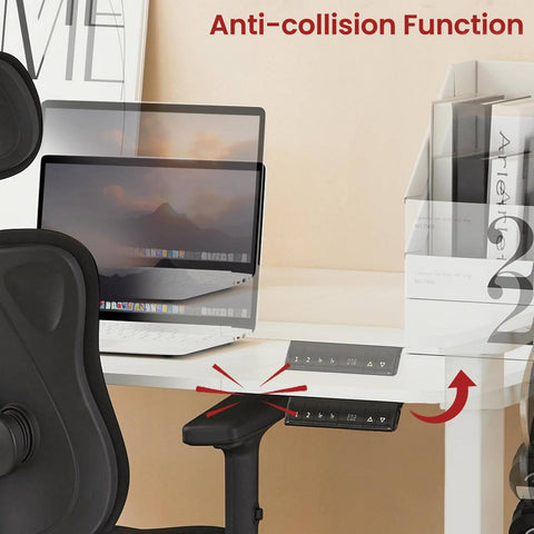 Rootz Electric Height-Adjustable Desk - Standing Desk - Sit-Stand Desk - Health Benefits - 120cm x 60cm - T-Shaped Steel Frame