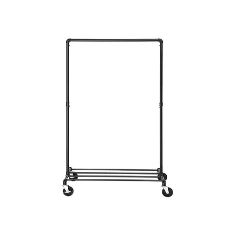 Rootz Clothes Rack - Heavy Duty Clothes Rack - Industrial Style - Portable Clothes Stand - Freestanding Clothes Organizer - Mobile Clothing Storage - Powder-coated Iron Pipes - Black - 100 x 163 x 49 cm (W x H x D)