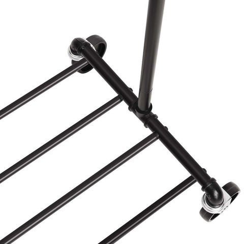 Rootz Clothes Rack - Heavy Duty Clothes Rack - Industrial Style - Portable Clothes Stand - Freestanding Clothes Organizer - Mobile Clothing Storage - Powder-coated Iron Pipes - Black - 100 x 163 x 49 cm (W x H x D)