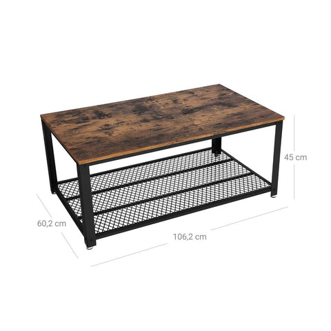 Rootz Coffee Table - Coffee Table With Shelf - Industrial Design - Space-saving - Coffee Furniture - Chipboard - Steel - Vintage Brown-black - 106.2 x 45 x 60.2 cm (W x H x D)