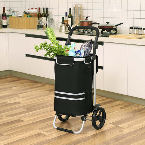 Rootz Shopping Trolley - Shoulder Bag - Multifunctional Cart - Aluminum Frame - Insulated Compartment - 44cm x 100cm x 27cm