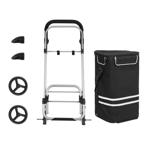 Rootz Shopping Trolley - Shoulder Bag - Multifunctional Cart - Aluminum Frame - Insulated Compartment - 44cm x 100cm x 27cm