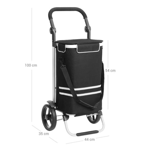Rootz Shopping Trolley - Shoulder Bag - Multifunctional Cart - Aluminum Frame - Insulated Compartment - 44cm x 100cm x 27cm