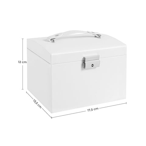 Rootz Jewelry Box - Travel Jewelry Organizer - Compact Jewelry Storage - Faux Leather - Lockable Design - 17.5cm x 13.5cm x 12cm
