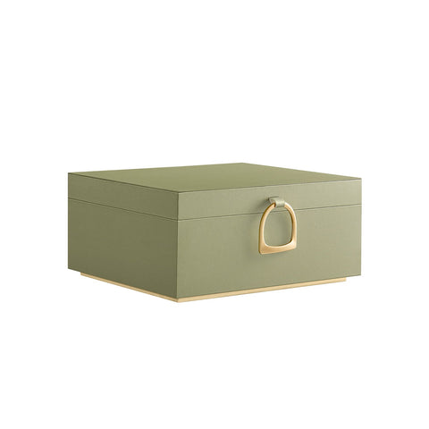 Rootz Laurel Green Jewelry Box - Organizer Case - Storage Container - MDF Construction - Velvet Lining - Compact Design - 20.5cm x 24cm x 11cm
