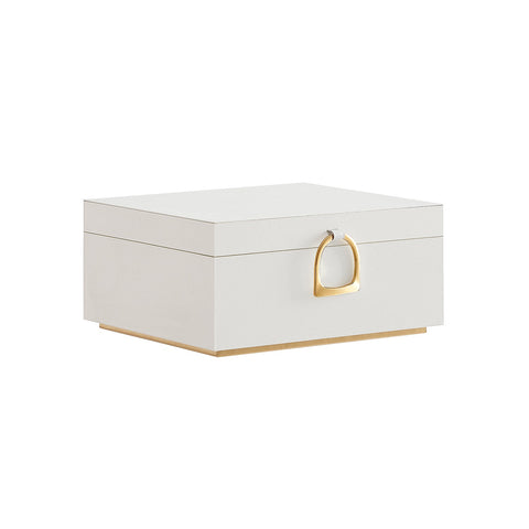 Rootz White Jewelry Box - Organizer Case - Storage Container - MDF Construction - Velvet Lining - Compact Size - 20.5cm x 24cm x 11cm