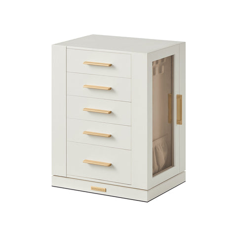 Rootz Jewelry Box Organizer - Storage Case - White Velvet Lined - Elegant Design - Compact Size - MDF Construction - 16cm x 22.2cm x 28.5cm