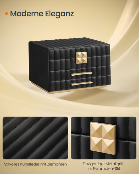 Rootz Jewelry Box with Mirror - Organizer Case - Storage Chest - PU Leather - 21.5cm x 24cm x 15.8cm