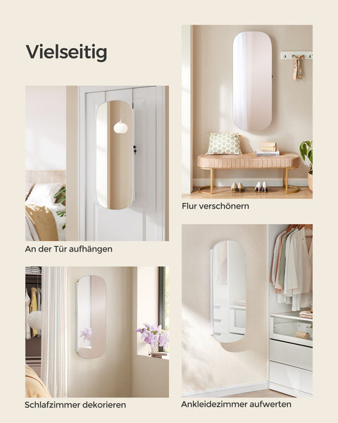 Rootz Jewelry Cabinet - White Velvet Lined Armoire - MDF Glass Organizer - Large Storage Space - Elegant Design - 10cm x 42cm x 108cm
