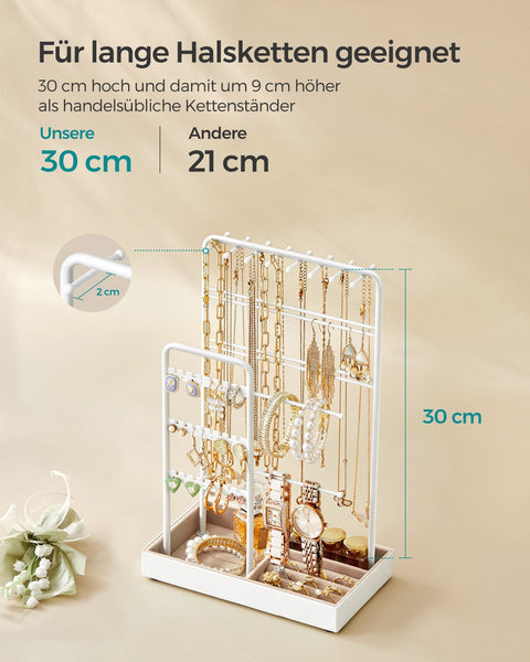 Rootz Jewelry Stand - Earring Holder - Necklace Organizer - Metal and Velvet - Lightweight - Compact - 11.5cm x 19.6cm x 30.8cm