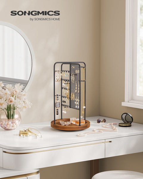 Rootz Jewelry Stand - Earring Holder - Necklace Organizer - Metal and MDF Construction - Lightweight - Compact Design - 20cm x 20cm x 33.4cm