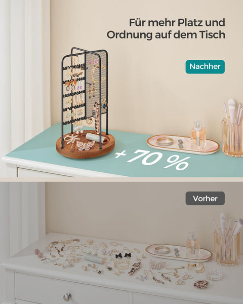 Rootz Jewelry Stand - Earring Holder - Necklace Organizer - Metal and MDF Construction - Lightweight - Compact Design - 20cm x 20cm x 33.4cm
