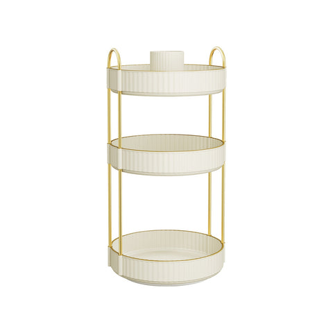 Rootz 3 Tier Tray Organizer - Storage Rack - Metal Shelving Unit - Lightweight - Space Saving - Cloud White - 23cm x 23cm x 46cm