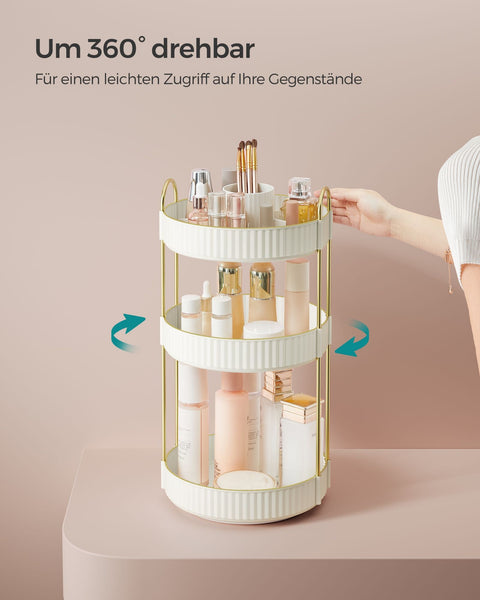 Rootz 3 Tier Tray Organizer - Storage Rack - Metal Shelving Unit - Lightweight - Space Saving - Cloud White - 23cm x 23cm x 46cm