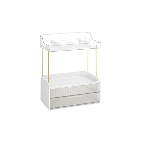 Rootz Makeup Organizer - Cosmetic Storage - 4 Tier Drawer - PET Plastic - Steel - 20cm x 32cm x 39.1cm, Transparent