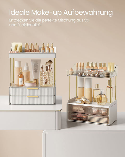 Rootz Makeup Organizer - Cosmetic Storage - 4 Tier Drawer - PET Plastic - Steel - 20cm x 32cm x 39.1cm, Transparent