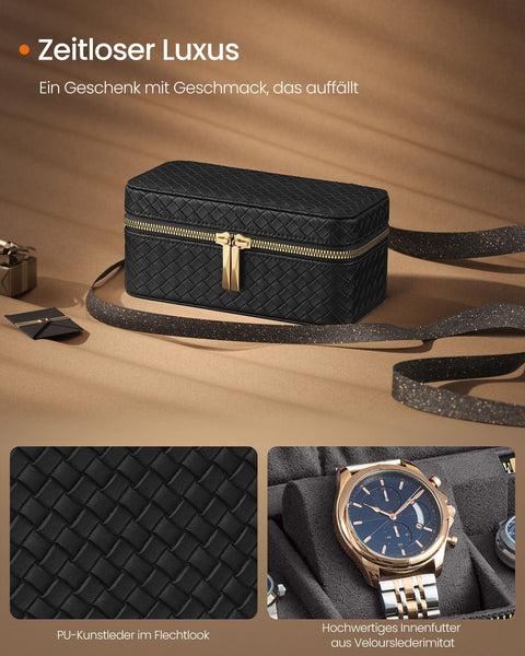 Rootz Watch Box - Watch Case - Watch Organizer - PU Leather - Imitation Suede - 10cm x 20cm x 9cm