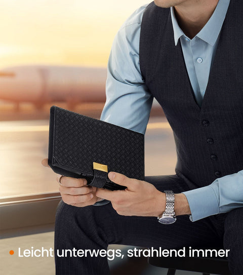 Rootz Ink Black Watch Bag - Travel Case - PU Leather - Portable Storage - 22 x 14.5 x 4.5 cm