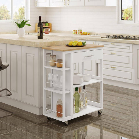 Rootz Kitchen Trolley - Rolling Cart - Serving Cart - Sturdy MDF - 73cm x 88cm x 38cm