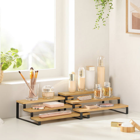 Rootz Spice Rack Set - Spice Organizer - Herb and Spice Storage - Bamboo Material - Customizable Design - Pull-Out Shelves - 32cm x 24.5cm x 11.2cm