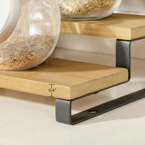 Rootz Spice Rack Set - Spice Organizer - Herb and Spice Storage - Bamboo Material - Customizable Design - Pull-Out Shelves - 32cm x 24.5cm x 11.2cm