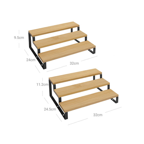 Rootz Spice Rack Set - Spice Organizer - Herb and Spice Storage - Bamboo Material - Customizable Design - Pull-Out Shelves - 32cm x 24.5cm x 11.2cm