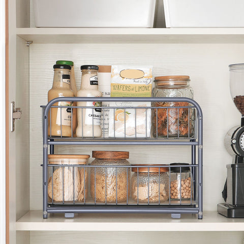 Rootz Steel Kitchen Organizer - Storage Rack - Pantry Organizer - Steel Construction - Space Saving - Easy Assembly - 21cm x 36.5cm x 33.7cm