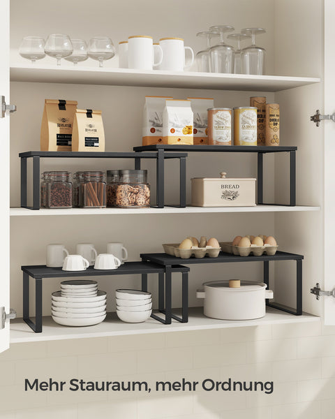 Rootz 2 Piece Set Cake Rack - Baking Rack - Cooling Rack - Metal and Wood Material - Max. Static Load Capacity 15kg - Large Shelf: 19.5cm x 39.7cm x 15.8cm - Small Shelf: 18.5cm x 39.7cm x 13.7cm