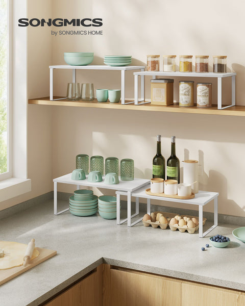 Rootz 2 Piece Set Cake Rack - Cupcake Stand - Dessert Display - Metal and Wood Material - Lightweight - Easy Assembly - Space Saving - 19.5cm x 39.7cm x 15.8cm - Cloud White + Snow White - 2kg - 15kg Capacity