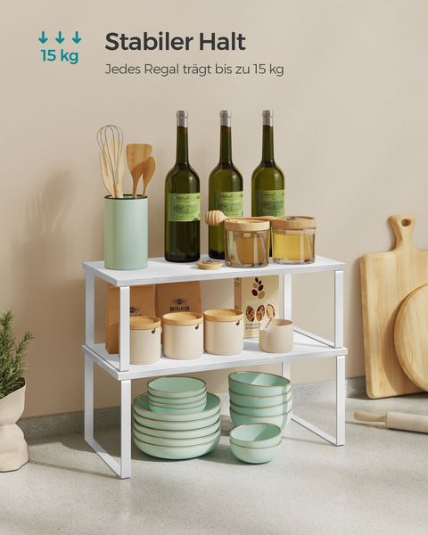Rootz 2 Piece Set Cake Rack - Cupcake Stand - Dessert Display - Metal and Wood Material - Lightweight - Easy Assembly - Space Saving - 19.5cm x 39.7cm x 15.8cm - Cloud White + Snow White - 2kg - 15kg Capacity