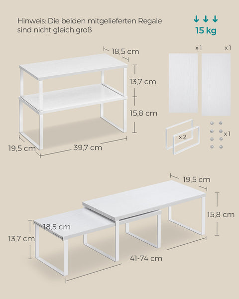 Rootz 2 Piece Set Cake Rack - Cupcake Stand - Dessert Display - Metal and Wood Material - Lightweight - Easy Assembly - Space Saving - 19.5cm x 39.7cm x 15.8cm - Cloud White + Snow White - 2kg - 15kg Capacity