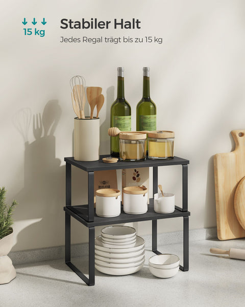 Rootz 4 Tier Cake Rack - Cupcake Stand - Metal Wood Material - Easy Assembly - Space Saving - 19.5cm x 29.7cm x 15.8cm - 18.5cm x 29.7cm x 13.7cm