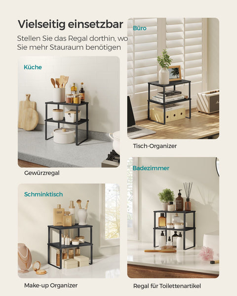 Rootz 4 Tier Cake Rack - Cupcake Stand - Metal Wood Material - Easy Assembly - Space Saving - 19.5cm x 29.7cm x 15.8cm - 18.5cm x 29.7cm x 13.7cm