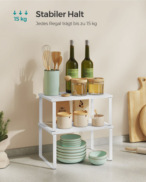 Rootz 4 Tier Cake Rack - Cupcake Stand - Metal Wood Material - Easy Assembly - Space Saving - Versatile Use - 19.5cm x 29.7cm x 15.8cm - Cloud White-Snow White - 3.3kg - 15kg Capacity