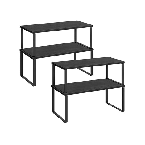 Rootz 4 Tier Cake Rack - Cupcake Stand - Dessert Display - Metal and Wood Material - Ink Black-Ebony Black - 19.5cm x 39.7cm x 15.8cm - 18.5cm x 39.7cm x 13.7cm - Lightweight - Easy Assembly - Sturdy Construction