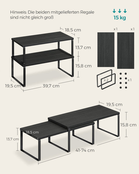 Rootz 4 Tier Cake Rack - Cupcake Stand - Dessert Display - Metal and Wood Material - Ink Black-Ebony Black - 19.5cm x 39.7cm x 15.8cm - 18.5cm x 39.7cm x 13.7cm - Lightweight - Easy Assembly - Sturdy Construction