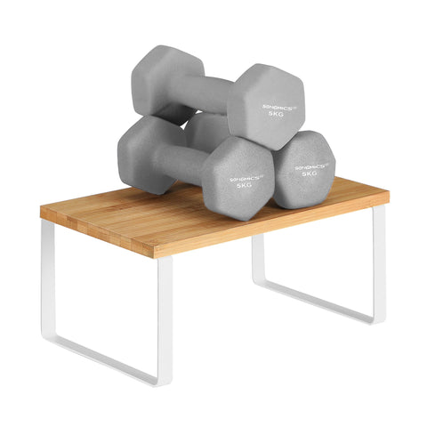 Rootz 2 Piece Set Kitchen Shelf - Spice Rack - Storage Shelves - Bamboo and Metal - Expand Storage Space - Organize Tea Station - Stackable Design - 29.7cm x 19.5cm x 15.5cm