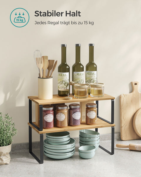 Rootz 2 Piece Set Cake Rack - Baking Stand - Metal Wood Material - Easy Assembly - Lightweight - Space Saving - 19.5cm x 39.7cm x 15.5cm