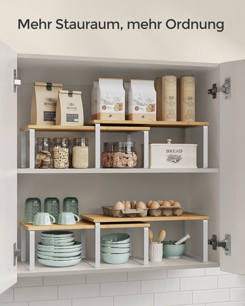 Rootz 2 Piece Set Cake Rack - Cupcake Stand - Dessert Display - Metal and Wood Material - Cloud White-Natural Beige - 19.5cm x 29.7cm x 15.5cm - 18.5cm x 29.7cm x 13.6cm - Lightweight - Easy Assembly - Sturdy Construction